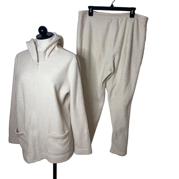 Saks Fifth Avenue Vintage Womens Track Suit Size Large Cream Soft Terry Cloth - Picture 9 of 10